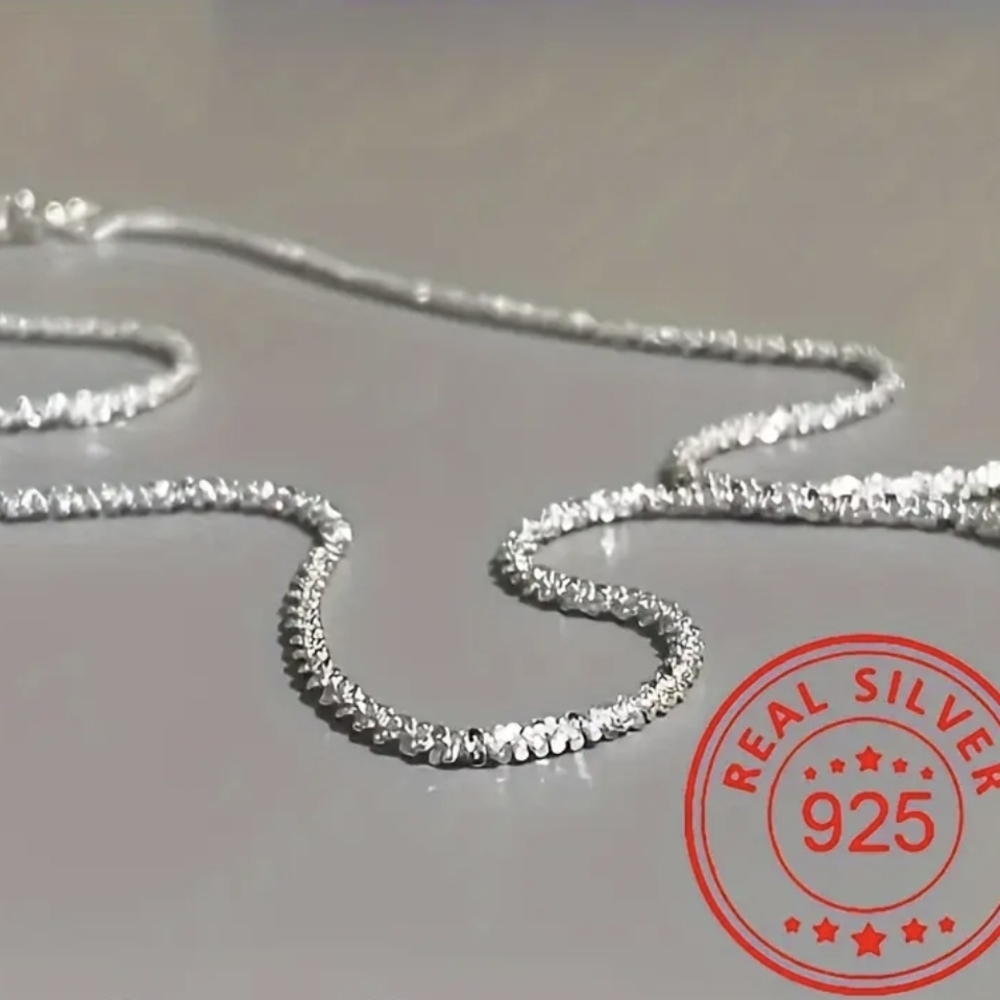 Silver Box Chain Necklace with Polished Finish